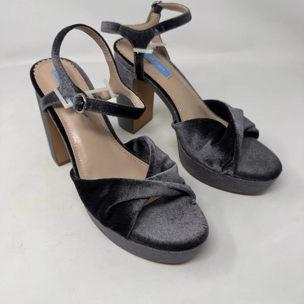 Draper James Paloma Platform Heel Grey Sandal Suede Size 8 Heels‎ 90s Y2K